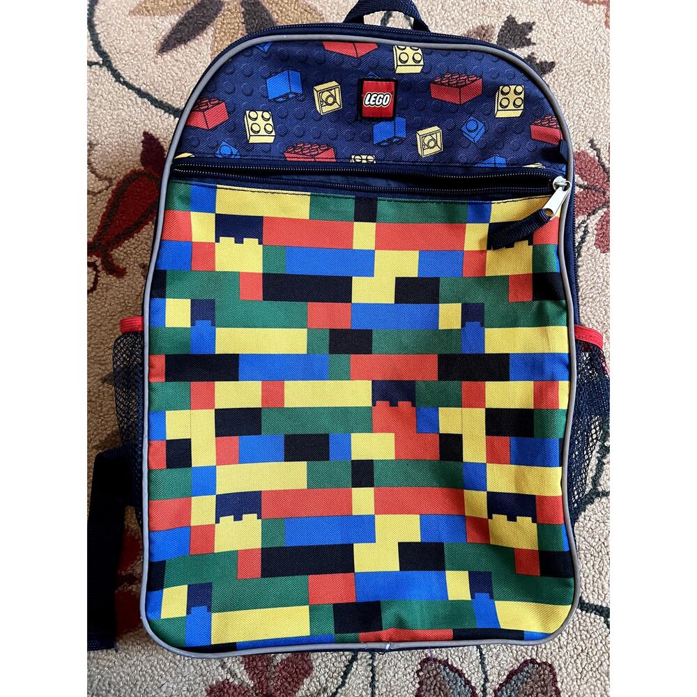 L *GO Multicolored kids Brick Pattern Backpack, school, mom life, organization